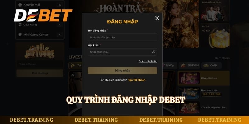 Quy trình đăng nhập Debet 