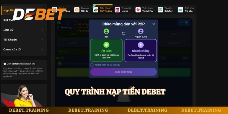 Quy trình nạp tiền Debet