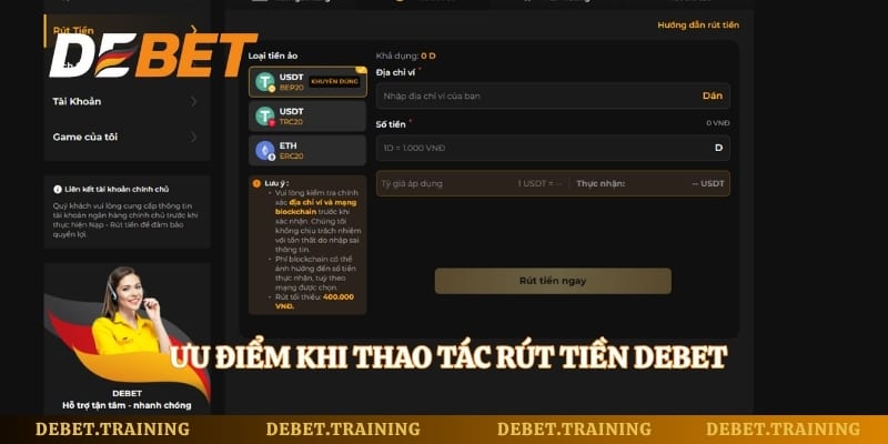 Ưu điểm khi thao tác rút tiền Debet